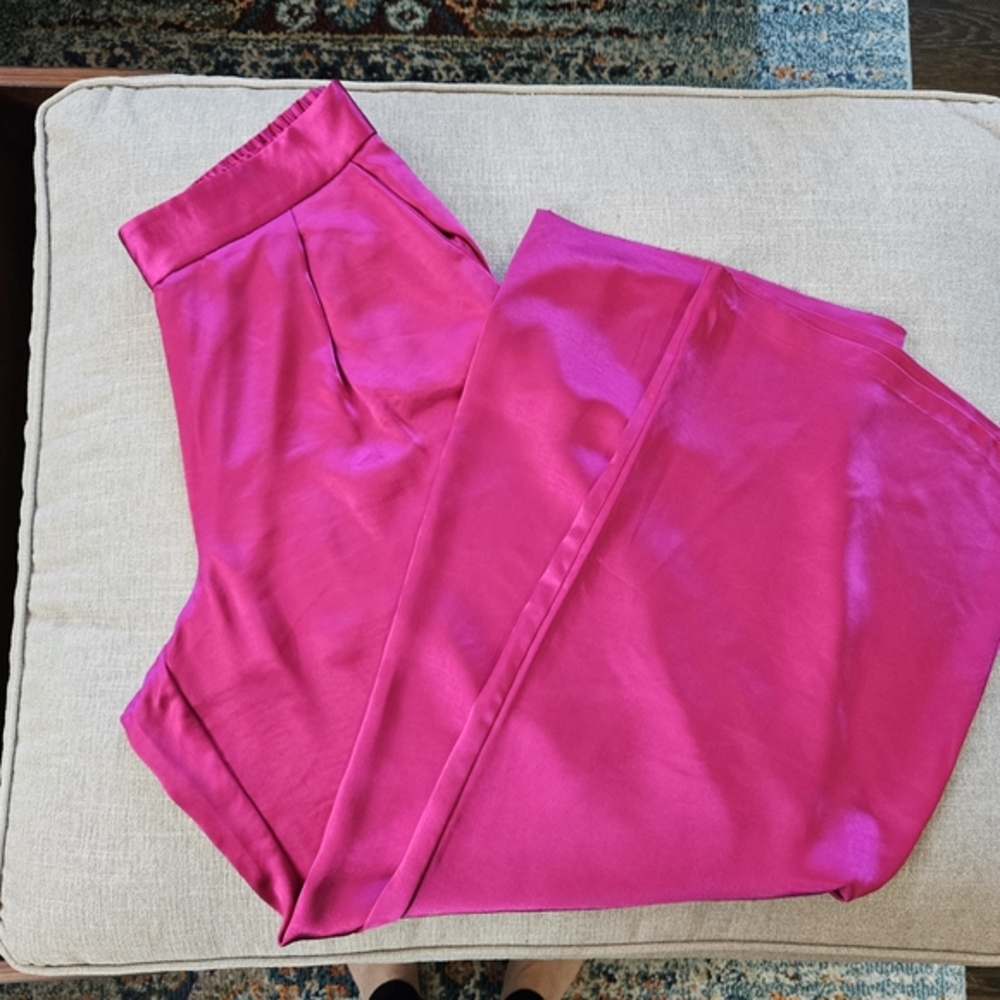 Vibrant Pink Satin Pants